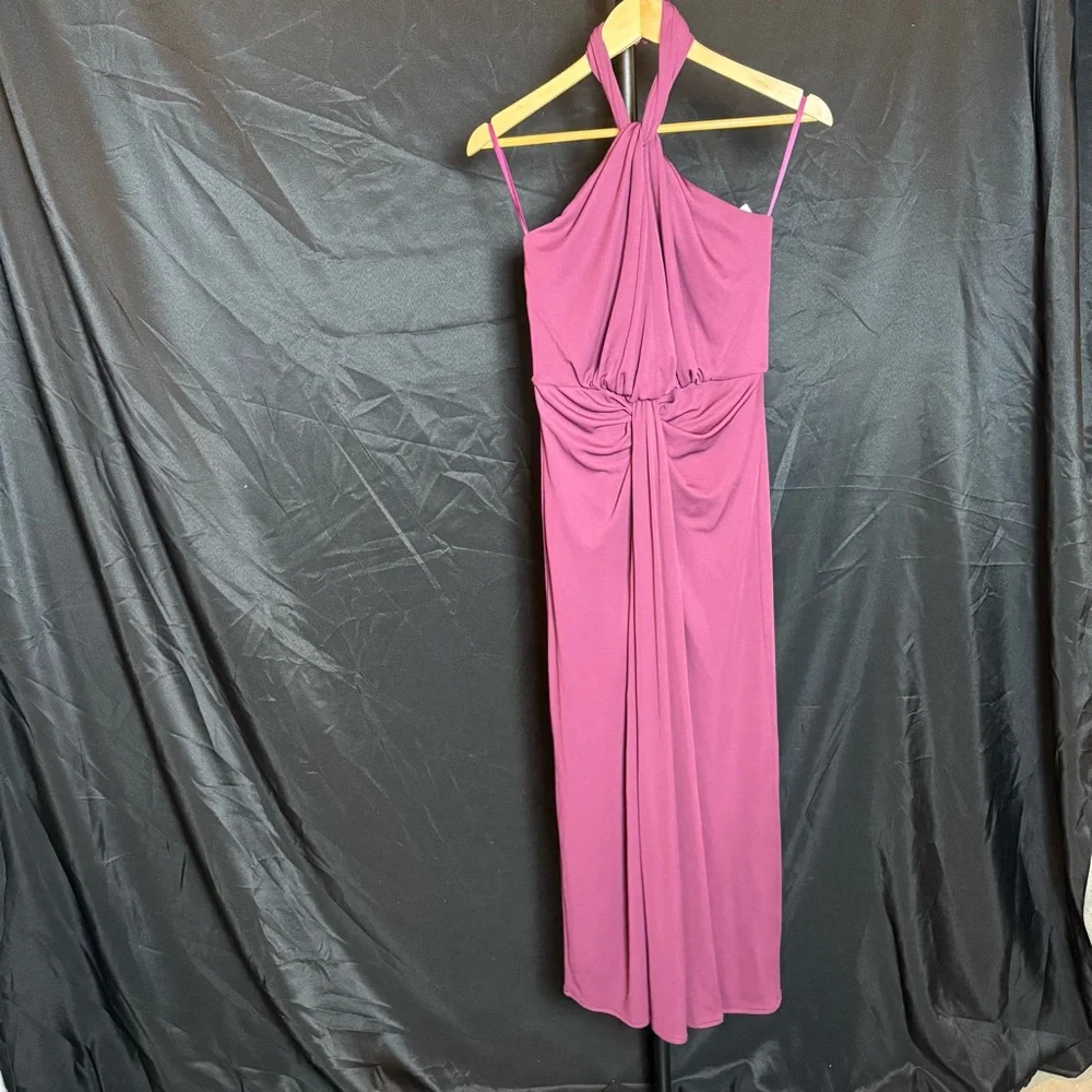 Cinc a Sept Kaily Rich Purple Jersey‎ Twisted Halter Midi, Women’s size 0 - Picture 2 of 6